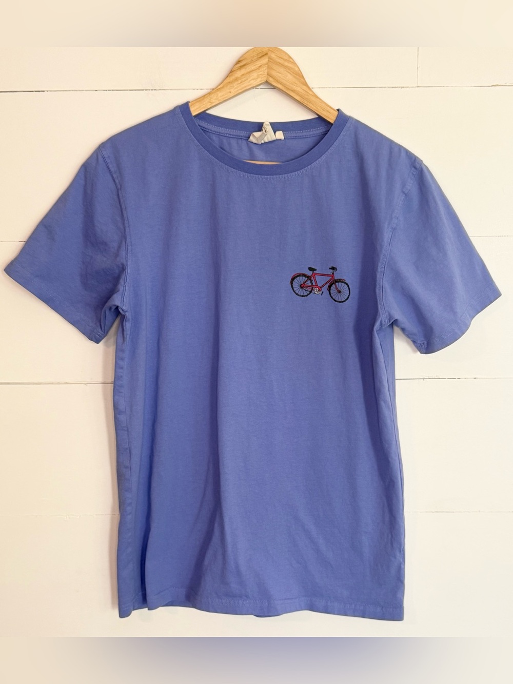 Lavender Short Sleeve Red Bike Brand Tee with Rooster Graphic